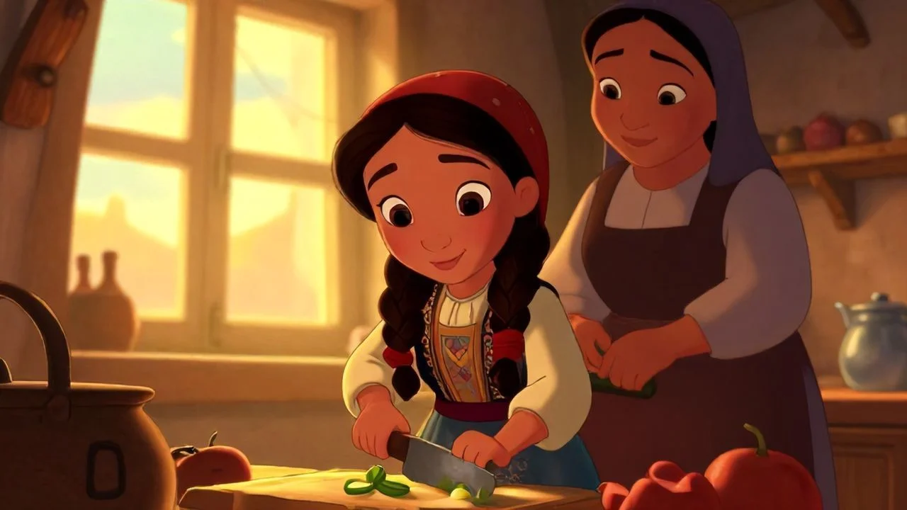 Elif Annesine Yardım Ederken