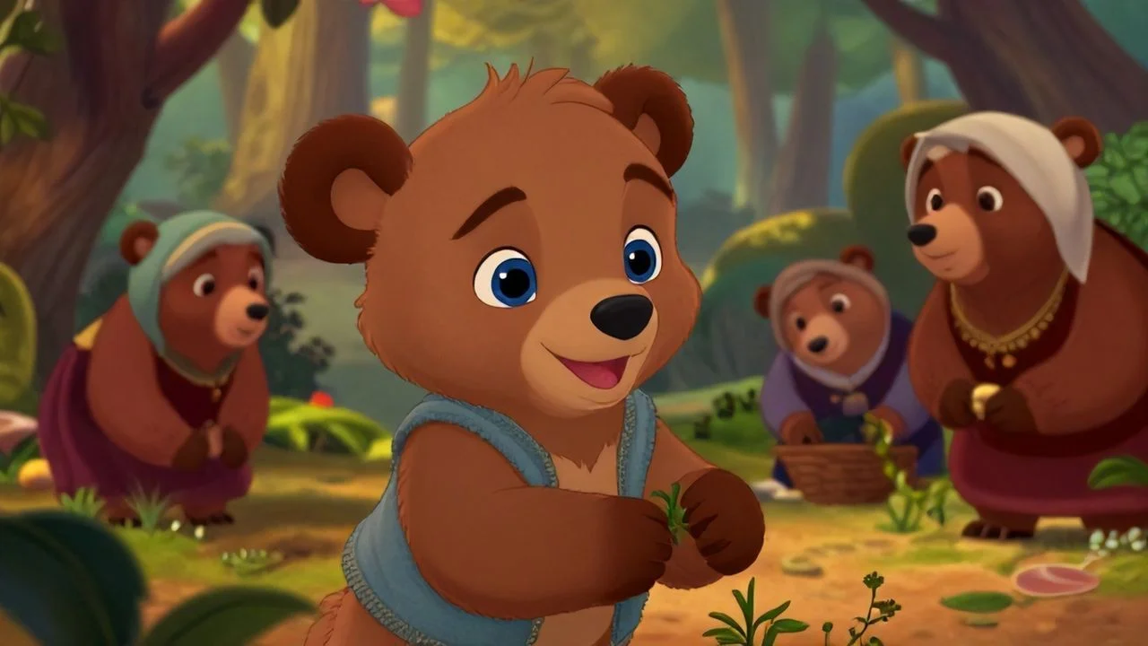 Minik Ayı Ailesine Yardım Ediyor