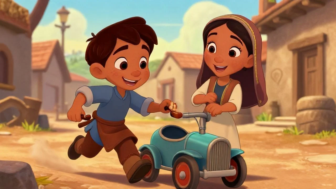 Onarılmış Arabayla Neşeli Oyun